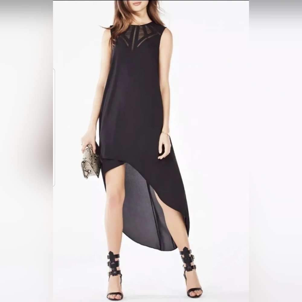 New Bcbgmaxazria Black McKenna High Low Cocktail Dress Sleeveless Size Large